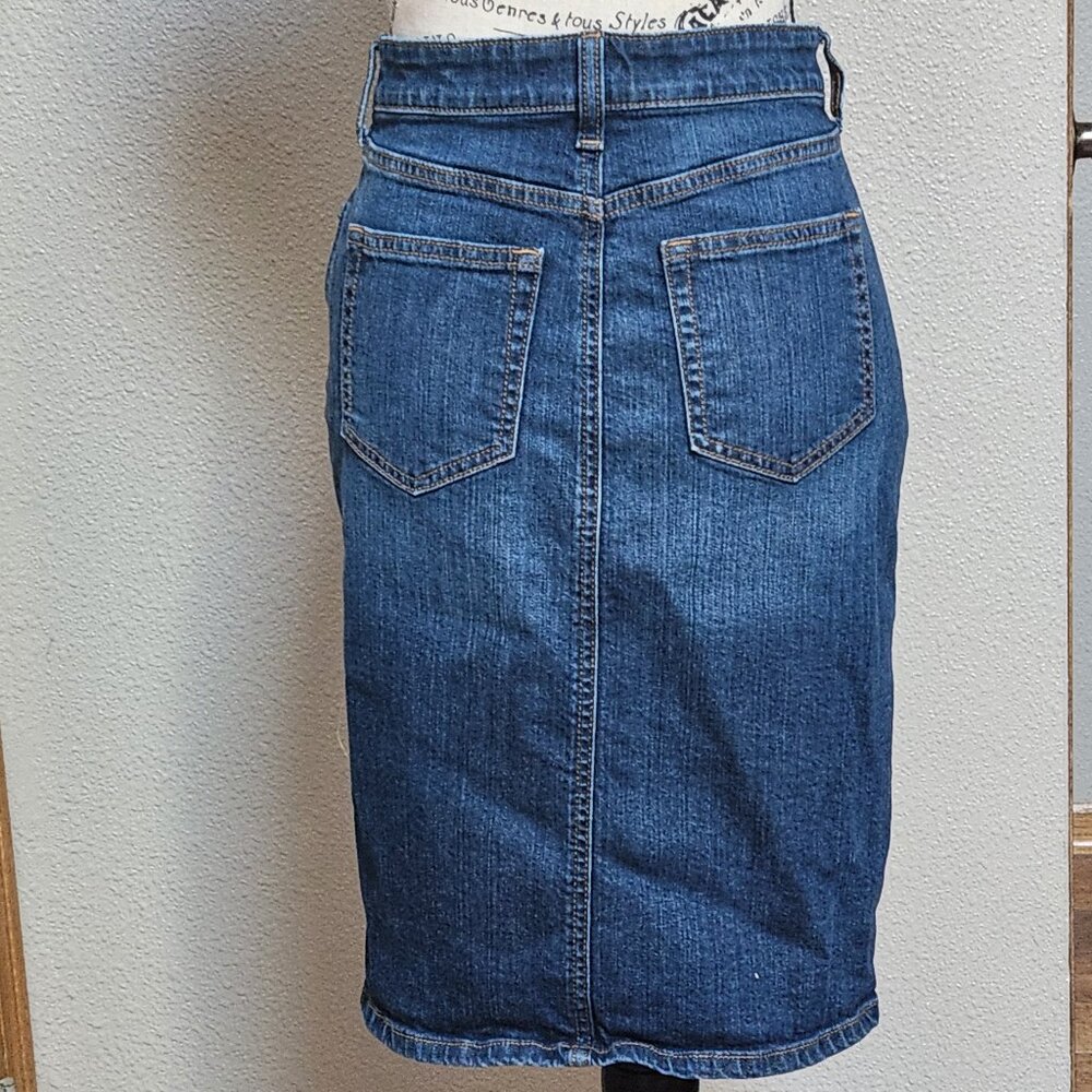 BANANA REPUBLIC Women's Denim Midi Jean Skirt - Sz 2 - Picture 3 of 4
